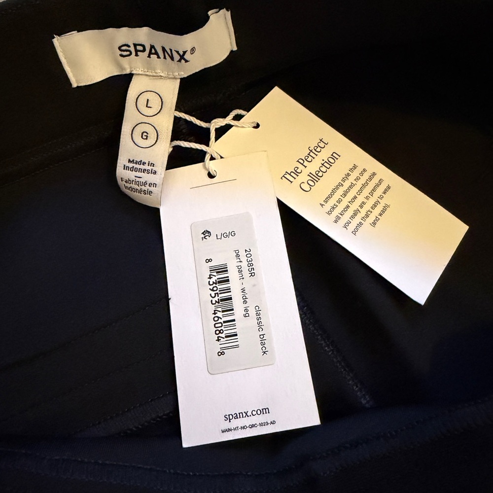 NWT- Spanx Perfect Ponte Smoothing Stretch Twill Wide Leg Dress Pant - Black - L - Picture 7 of 8